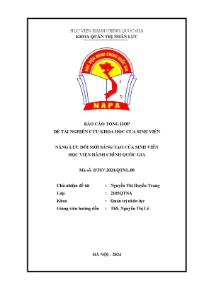 Đề tài nghiên cứu khoa học của sinh viên năng lực đổi mới sáng tạo của sinh viên học viện hành chính quốc gia