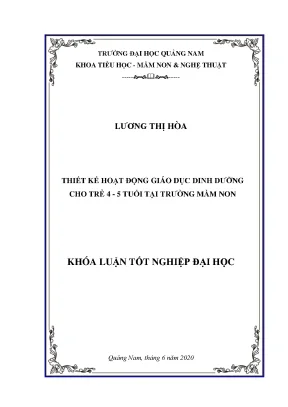 Thiết kế hoạt động giáo dục dinh dưỡng cho trẻ 4 5 tuổi tại trường mầm non