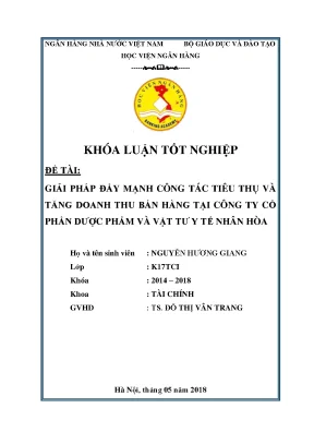 Khóa luận tốt nghiệp tài chính giải pháp đẩy mạnh công tác tiêu thụ và tăng doanh thu bán hàng tại công ty cổ phần dược phầm và vật tư y tế nhân hòa