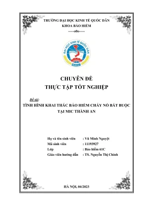 Chuyên đề thực tập tốt nghiệp tình hình khai thác bảo hiểm cháy nổ bắt buộc tại mic thành an