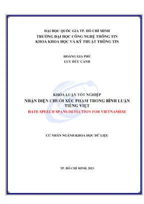 Khóa luận tốt nghiệp khoa học dữ liệu nhận diện chuỗi xúc phạm cho tiếng việt