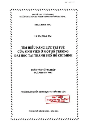 Khóa luận tốt nghiệp sinh học tìm hiểu năng lực trí tuệ của sinh viên ở một số trường đại học tại tp hcm
