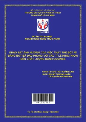 Khảo sát ảnh hưởng của việc thay thế bột mỳ bằng bột bã đậu phộng với các tỉ lệ khác nhau đến chất lượng bánh cookies