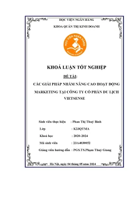 Các giải pháp nhằm nâng cao hoạt động marketing tại công ty cổ phần du lịch vietsense