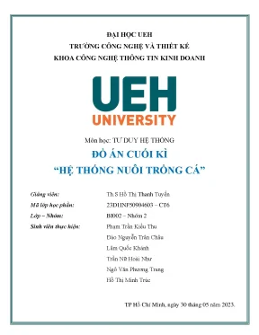 Môn học tƣ duy hệ thống đồ án cuối kì hệ thống nuôi trồng cá