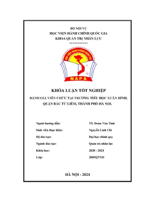Khóa luận đánh giá viên chức tại trường tiểu học xuân đỉnh quận bắc từ liêm thành phố hà nội