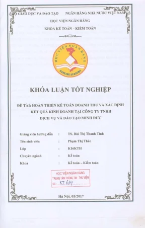Khóa luận tốt nghiệp kế toán kiểm toán hoàn thiện kế toán doanh thu và xác định kết quả kinh doanh tại công ty tnhh dịch vụ và đào tạo minh đức