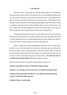Luận văn tốt nghiệp kế toán tiêu thụ và xác định kết quả kinh doanh tại công ty tnhh dược phẩm song hà