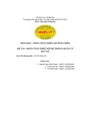Đề tài phân tích thiết kế hệ thống quản lý đặt xe
