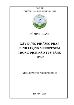 Xây dựng phương pháp định lượng meropenem trong dịch não tủy bằng hplc