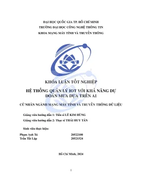 Khóa luận tốt nghiệp mạng máy tính và truyền thông dữ liệu hệ thống quản lý iot với khả năng dự đoán lượng mưa dựa trên ai