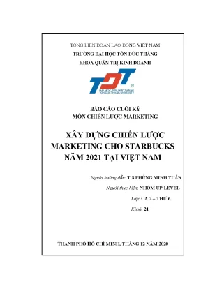 Xây dựng chiến lược marketing cho starbucks năm 2021 tại việt nam