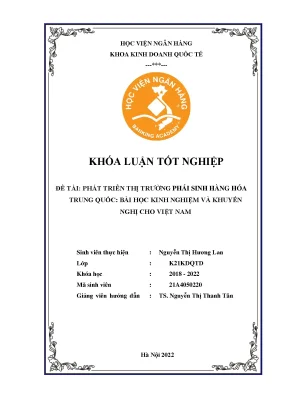 Phát triển thị trường phái sinh hàng hóa trung quốc bài học kinh nghiệm và giải pháp phát triển cho việt nam
