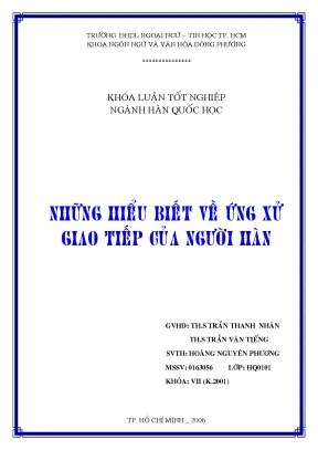 Những hiểu biết về ứng xử giao tiếp với người hàn
