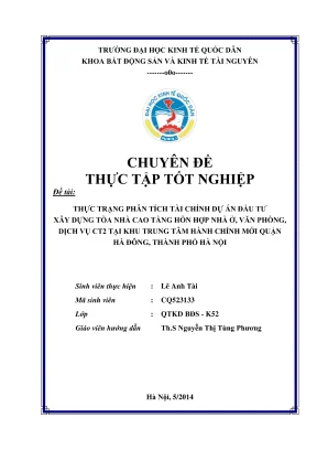 Chuyên đề thực tập tốt nghiệp thực trạng phân tích tài chính dự án đầu tư xây dựng tòa nhà cao tầng hỗn hợp nhà ở văn phòng dịch vụ ct2 khu trung tâm hành chính mới quận hà đông thành phố hà nội
