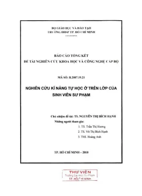 Nghiên cứu kĩ năng tự học ở trên lớp của sinh viên sư phạm