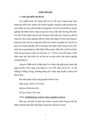 Luận văn ths qtkd hoàn thiện công tác quản trị nhân lực tại công ty tnhh thiết bị điện ngũ phúc