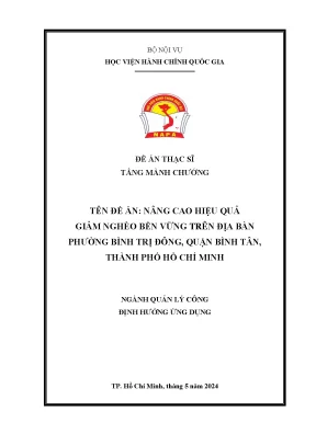 Đề án nâng cao hiệu quả giảm nghèo bền vững trên địa bàn phường bình trị đông quận bình tân thành phố hồ chí minh
