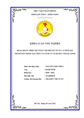 Hoàn thiện kế toán chi phí sản xuất và tính giá thành sản phẩm tại công ty cptb và vlxd hnt thăng long