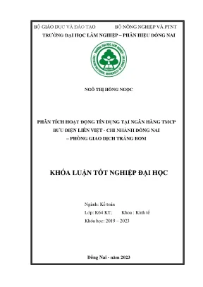 Phân tích hoạt động tín dụng tại ngân hàng tmcp bưu điện liên việt chi nhánh đồng nai pgd trảng bom