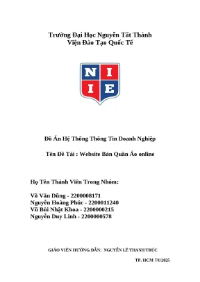 Đồ án hệ thống thông tin doanh nghiệp tên đề tài website bán quần áo online