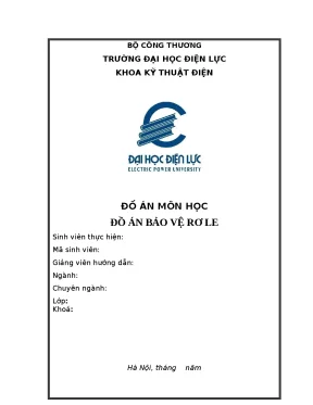 Đố án môn học đồ án bảo vệ rơ le