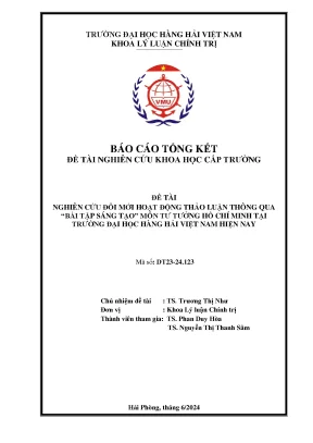 Nghiên cứu đổi mới hoạt động thảo luận thông qua bài tập sáng tạo môn tư tưởng hồ chí minh tại trường đại học hàng hải việt nam hiện nay
