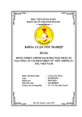 Hoàn thiện chính sách đãi ngộ nhân sự tại công ty cổ phần điện tử viễn thông e tel việt nam