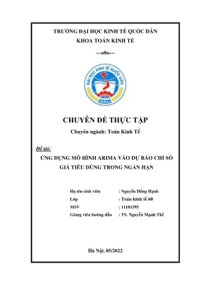 Chuyên đề thực tập ứng dụng mô hình arima vào dự báo chỉ số giá tiêu dùng trong ngắn hạn