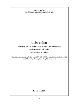 Giáo trình phân tích báo cáo tài chính ngành kế toán cao đẳng