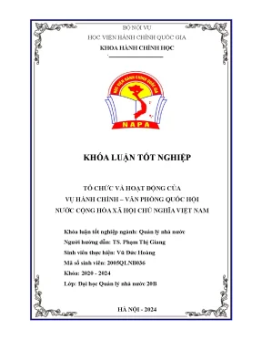 Khóa luận tổ chức và hoạt động của vụ hành chính văn phòng quốc hội nước cộng hòa xã hội chủ nghĩa việt nam
