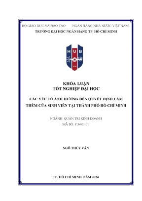 Các yếu tố ảnh hưởng đến quyết định làm thêm của sinh viên tại thành phố hồ chí minh