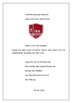 Khóa luận tốt nghiệp kế toán kiểm toán đánh giá khả năng áp dụng chuẩn mực báo cáo tài chính quốc tế ifrs tại việt nam