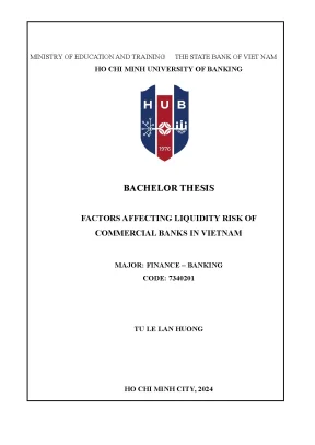 Factors affecting liquidity risk of commercial banks in vietnam khoa luận tốt nghiệp đại học tu le lan huong tp hồ chí minh