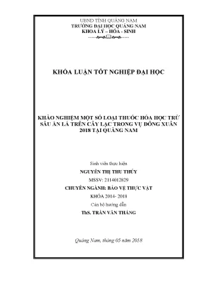 Khảo nghiệm một số loại thuốc hóa học trừ sâu ăn lá trên cây lạc trong vụ đông xuân 2018 tại quảng nam