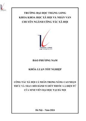 Công tác xã hội cá nhân trong nâng cao nhận thức và thay đổi hành vi hút thuốc lá điện tử của sinh vên đại học tại hà nội