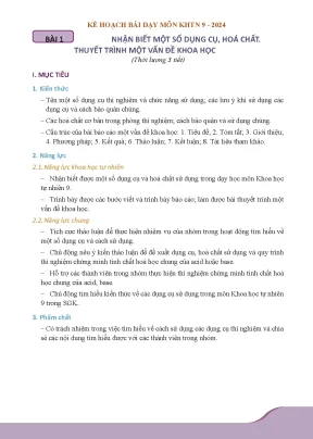 Giáo án môn khoa học tự nhiên 9 bản full