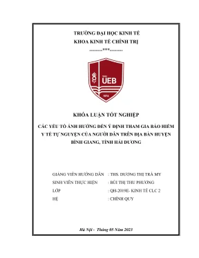 Khóa luận tốt nghiệp kinh tế chính trị các yếu tố ảnh hưởng đến ý định tham gia bảo hiểm y tế tự nguyện của người dân trên địa bàn huyện bình giang tỉnh hải dương