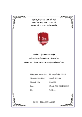 Khóa luận tốt nghiệp kế toán kiểm toán phân tích tình hình tài chính công ty cổ phần bia hà nội hải phòng