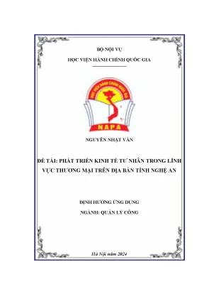 Phát triển kinh tế tư nhân trong lĩnh vực thương mại trên địa bàn tỉnh nghệ an