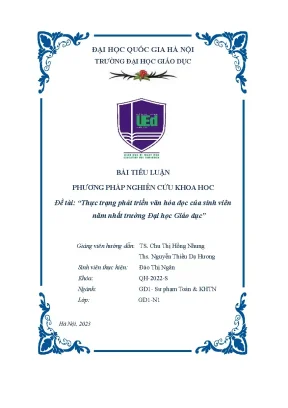 Nghiên cứu khoa học đề tài thực trạng phát triển văn hóa đọc của sinh viên năm nhất trường đại học giáo dục