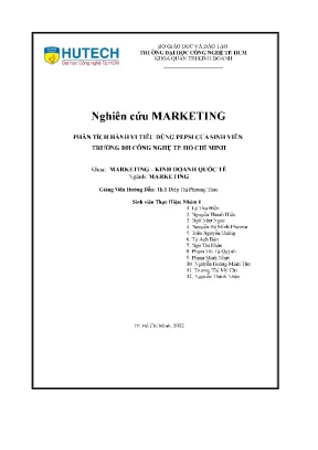 Nghiên cứu marketing phân tích hành vi tiêu dùng pepsi của sinh viên trường đh công nghệ tp hồ chí minh