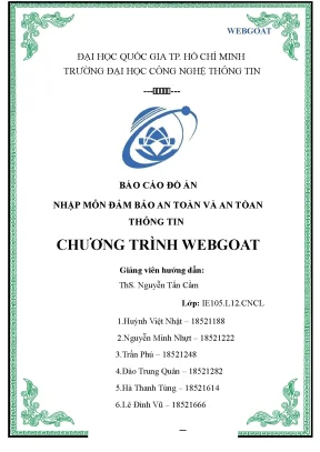 Báo cáo đồ án nhập môn đảm bảo an toàn và an tòan thông tin chương trình webgoat