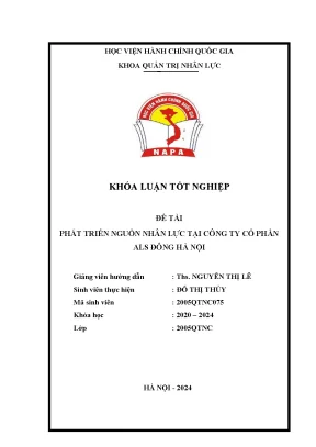 Khoá luận phát triển nguồn nhân lực tại công ty cổ phần als đông hà nội