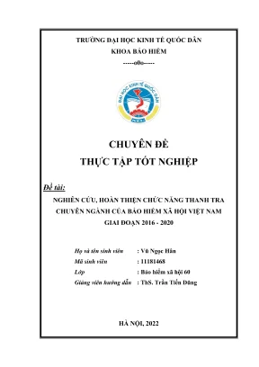 Chuyên đề thực tập tốt nghiệp nghiên cứu hoàn thiện chức năng thanh tra chuyên ngành của bảo hiểm xã hội việt nam giai đoạn 2016 2020