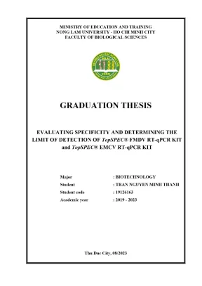 Khóa luận tốt nghiệp công nghệ sinh học evaluating specificity and determining the limit of detection of topspec® fmdv rt qpcr kit and topspec® emcv rt qpcr kit