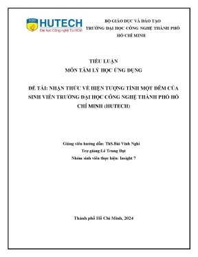 Đề tài nhận thức về hiện tượng tình một đêm của sinh viên trường đại học công nghệ thành phố hồ chí minh hutech