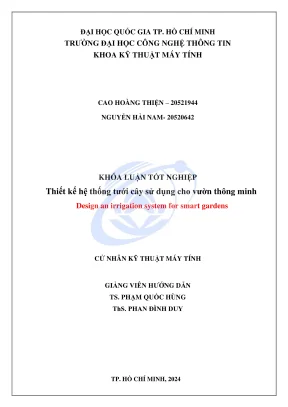 Khóa luận tốt nghiệp kỹ thuật máy tính thiết kế hệ thống tưới cây sử dụng cho vườn thông minh