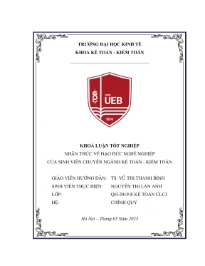 Khóa luận tốt nghiệp kế toán kiểm toán nhận thức về đạo đức nghề nghiệp của sinh viên chuyên ngành kế toán kiểm toán