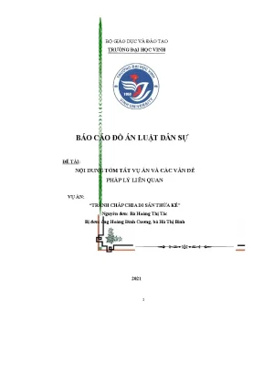 Đề tài pháp lý liên quan vụ án tranh chấp chia di sản thừa kế nguyên đơn bà hoàng thị tác bị đơn ông hoàng đình cương bà hà thị bình